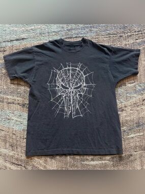Punisher Skull Spider Web Black Marvel Comic Graphic T-Shirt
